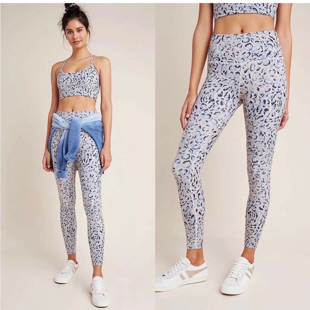 Varley blue/black/cream animal print leggings